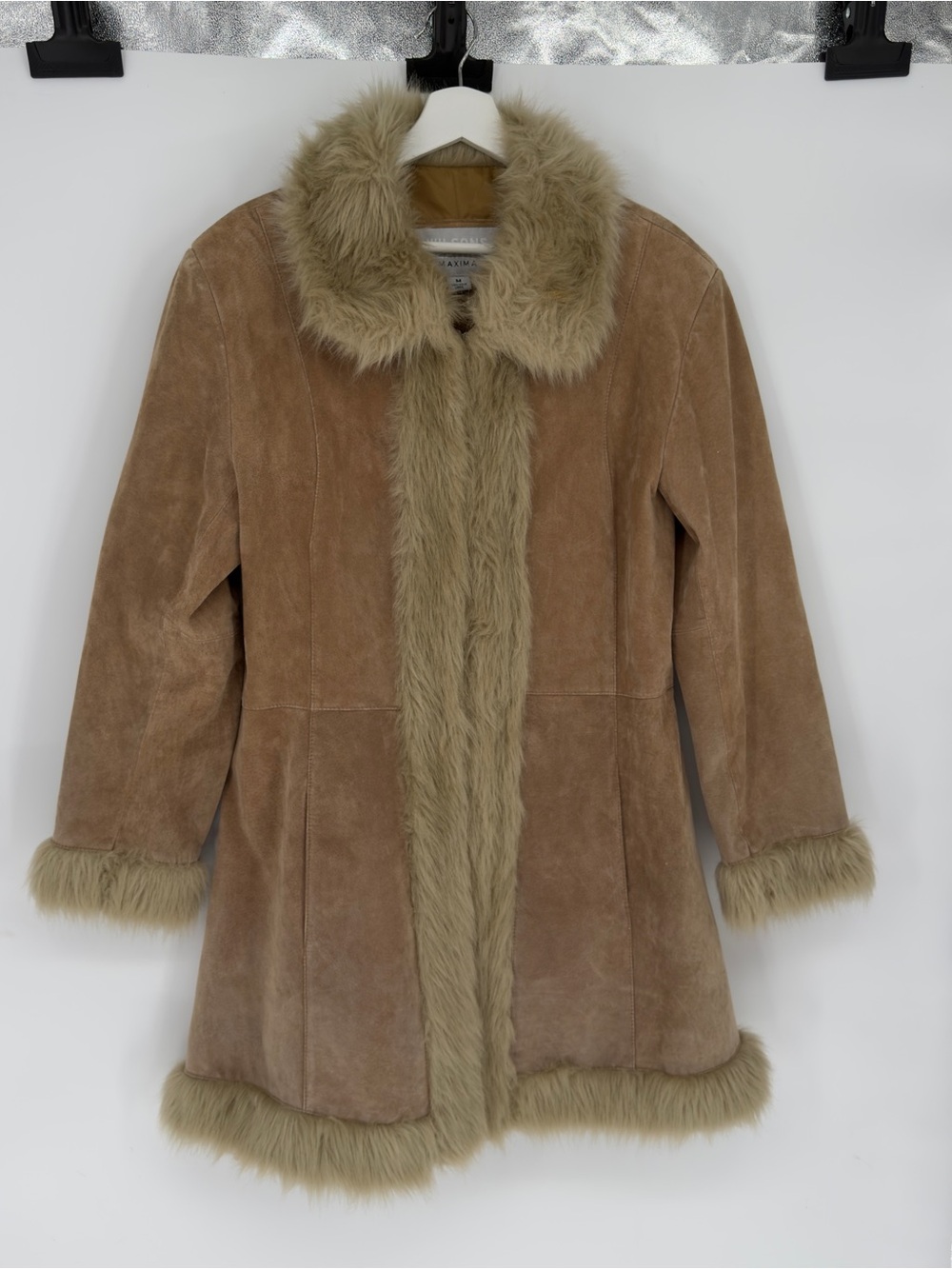 Wilson’s Maxima Vintage Y2K Penny Lane Brown Suede Faux Fur Coat Medium - Picture 1 of 6